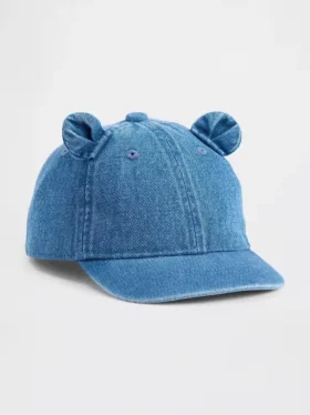 Cappellino da baseball in denim con orsacchiotto per bambini