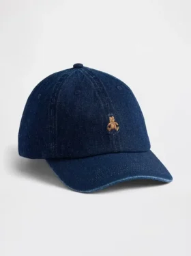 Cappellino da baseball in denim con orsetto Brannan