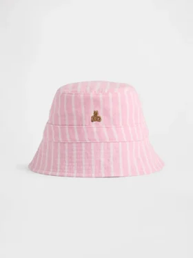 Cappello a secchiello a righe in garza di cotone per neonati