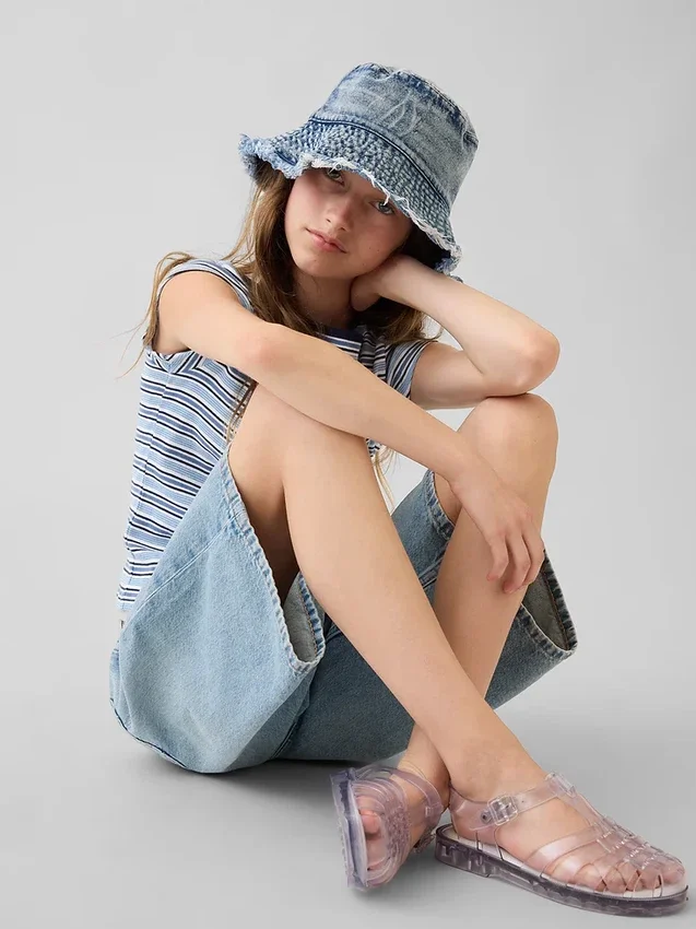 Cappello a secchiello in denim per bambini