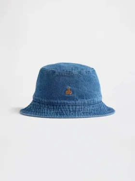 Cappello a secchiello in denim per bambini con orsetto Brannan