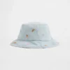 Cappello a secchiello in denim ricamato per neonato & bebè