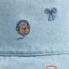 Cappello a secchiello in denim ricamato per neonato & bebè