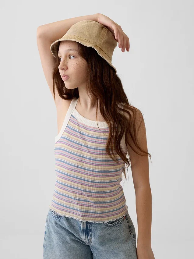 Cappello a secchiello in denim sovratinto per bambini