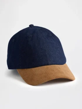 Cappello da baseball in denim e velluto a coste