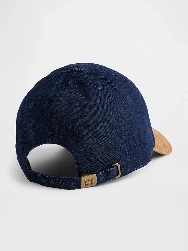 Cappello da baseball in denim e velluto a coste