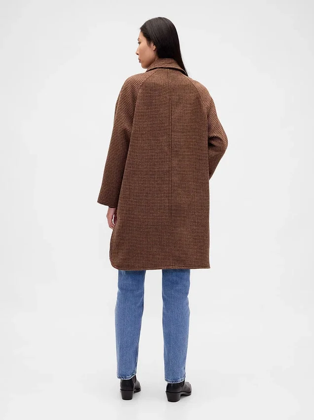 Cappotto da auto oversize in misto lana con motivo pied-de-poule