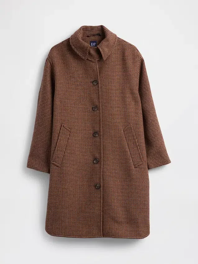 Cappotto da auto oversize in misto lana con motivo pied-de-poule