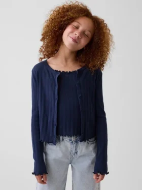 Cardigan a coste pointelle per bambini