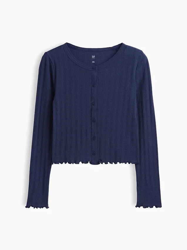 Cardigan a coste pointelle per bambini
