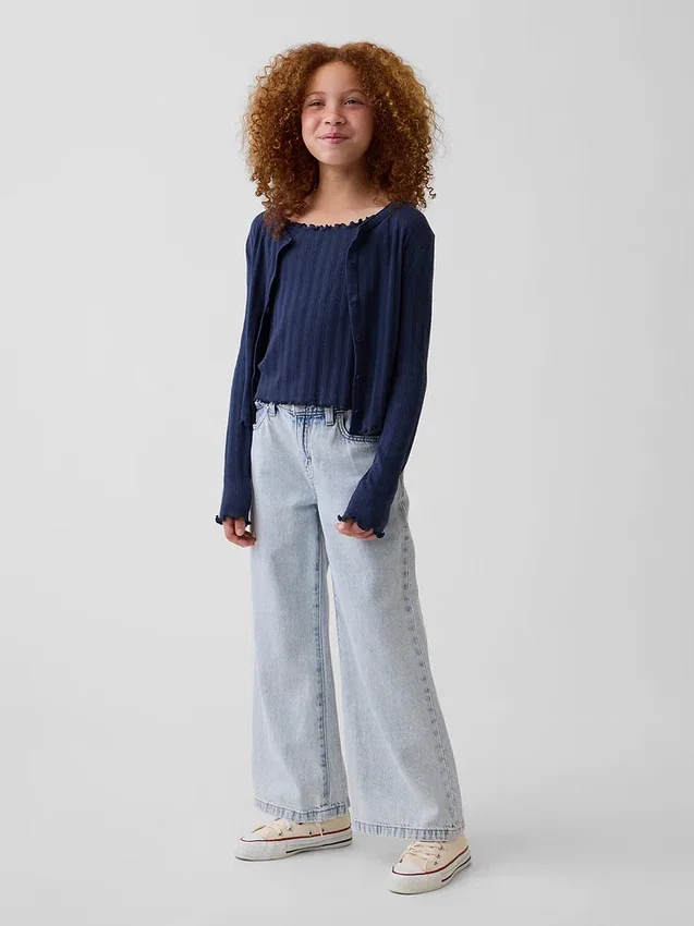 Cardigan a coste pointelle per bambini