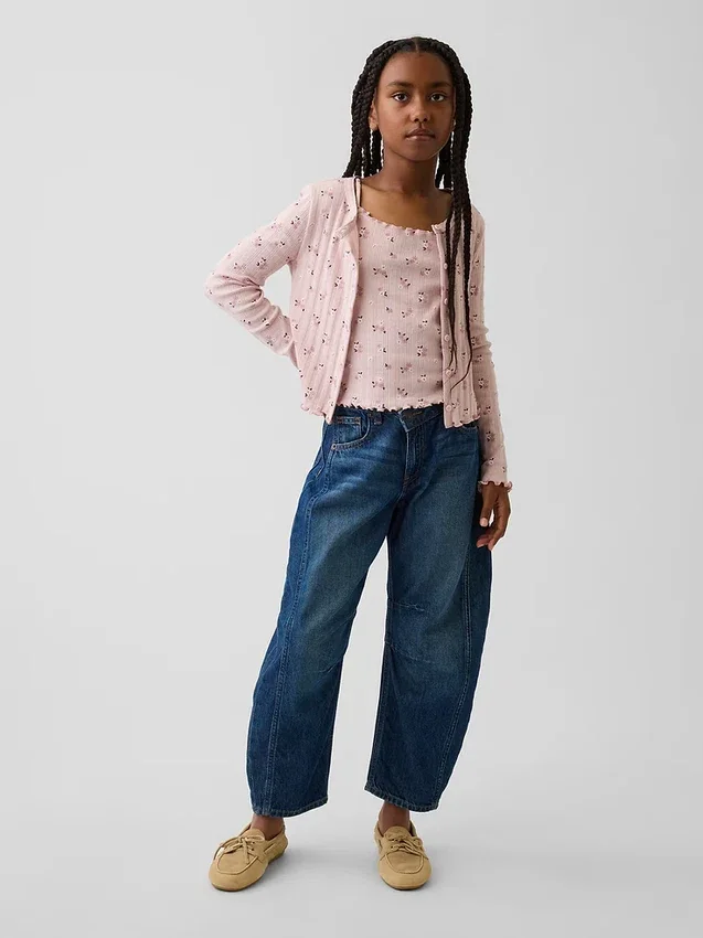 Cardigan a coste pointelle per bambini