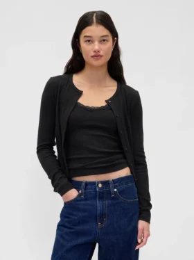 Cardigan a maglia pointelle