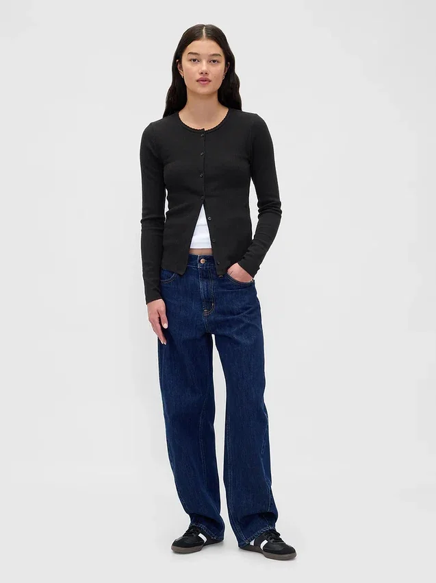 Cardigan a maglia pointelle