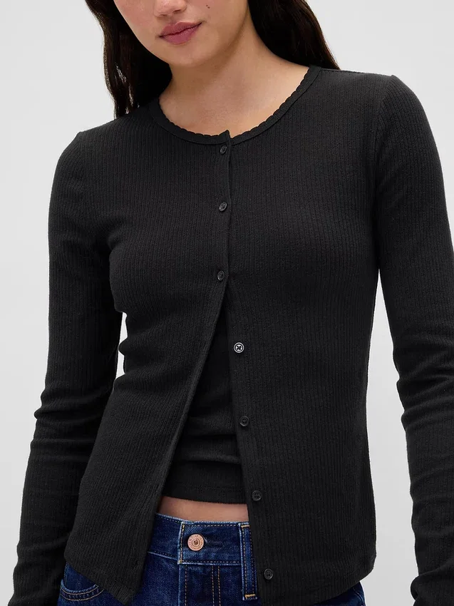 Cardigan a maglia pointelle
