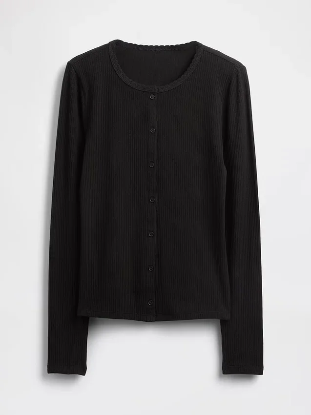 Cardigan a maglia pointelle