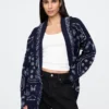 Cardigan a scialle con frange in misto cotone