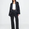 Cardigan a scialle con frange in misto cotone