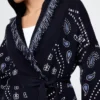 Cardigan a scialle con frange in misto cotone