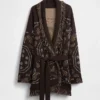 Cardigan a scialle con frange in misto cotone