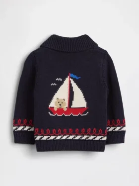 Cardigan a scialle in stile nautico per neonati