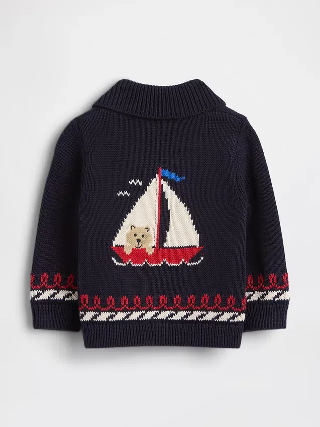 Cardigan a scialle in stile nautico per neonati