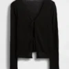 Cardigan con chiusura frontale annodata in misto lino