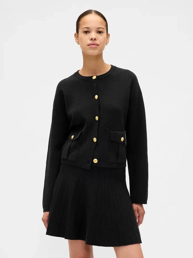 Cardigan con tasche in misto cotone