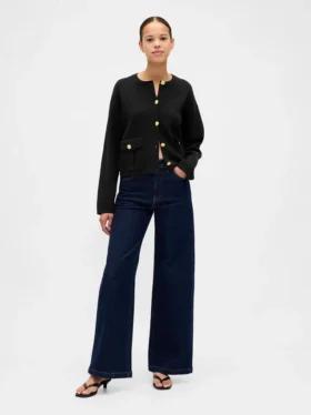 Cardigan con tasche in misto cotone