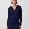 Cardigan con zip in maglia a trecce 100% cotone