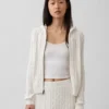 Cardigan con zip in maglia a trecce 100% cotone