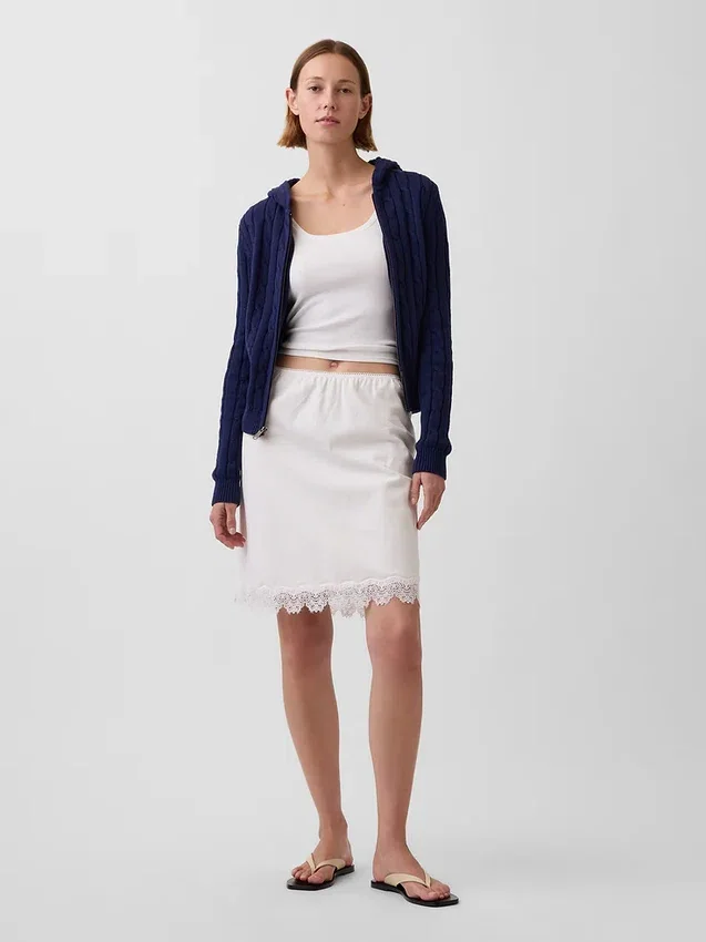 Cardigan con zip in maglia a trecce 100% cotone