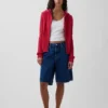 Cardigan con zip in maglia a trecce 100% cotone