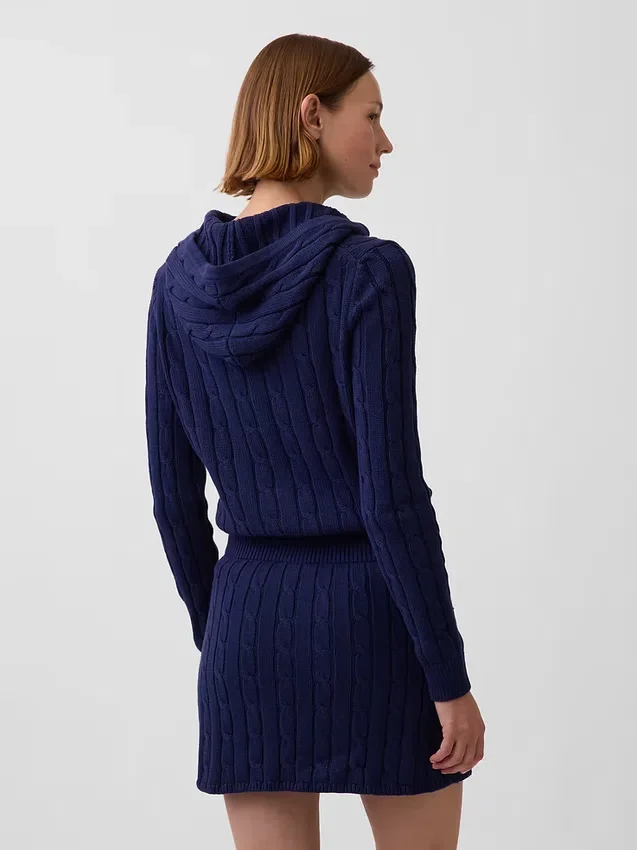 Cardigan con zip in maglia a trecce 100% cotone