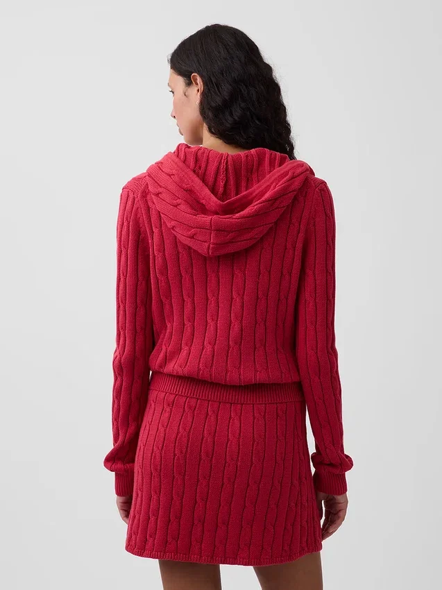 Cardigan con zip in maglia a trecce 100% cotone
