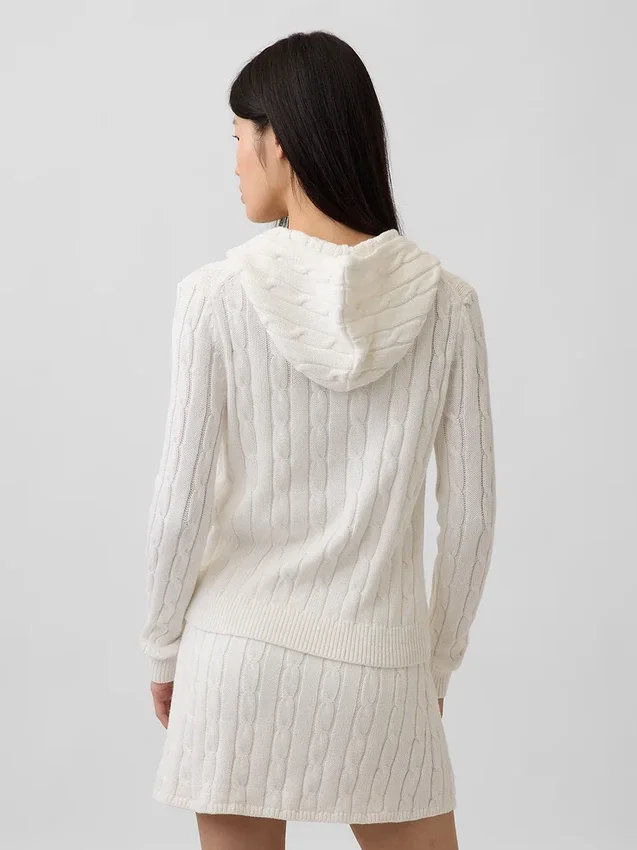 Cardigan con zip in maglia a trecce 100% cotone