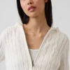 Cardigan con zip in maglia a trecce 100% cotone