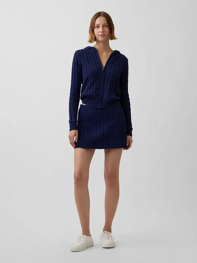 Cardigan con zip in maglia a trecce 100% cotone