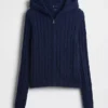 Cardigan con zip in maglia a trecce 100% cotone