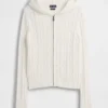 Cardigan con zip in maglia a trecce 100% cotone