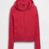 Cardigan con zip in maglia a trecce 100% cotone