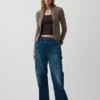 Cardigan corto con zip a maglia intrecciata CashSoft