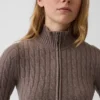 Cardigan corto con zip a maglia intrecciata CashSoft
