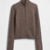 Cardigan corto con zip a maglia intrecciata CashSoft