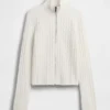 Cardigan corto con zip a maglia intrecciata CashSoft