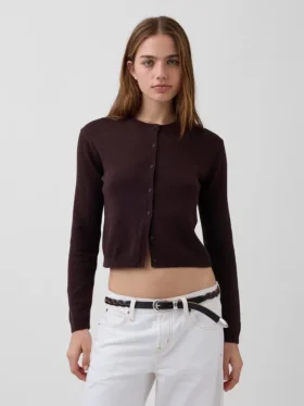 Cardigan corto dalla vestibilità comoda in 100% cotone