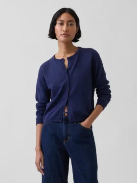 Cardigan corto dalla vestibilità comoda in 100% cotone