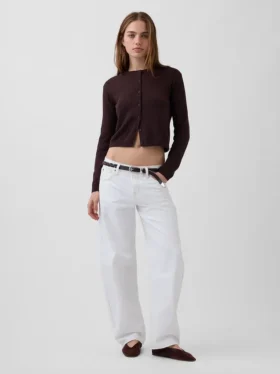 Cardigan corto dalla vestibilità comoda in 100% cotone