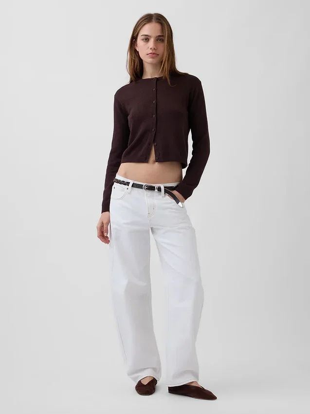 Cardigan corto dalla vestibilità comoda in 100% cotone