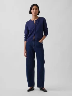 Cardigan corto dalla vestibilità comoda in 100% cotone